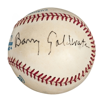 Barry Goldwater Signed American League Baseball (PSA/DNA)